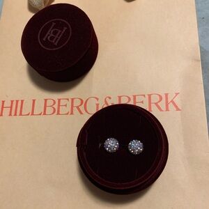 hillberg and berk 8mm sparkle ball earrings in poppy (pink)